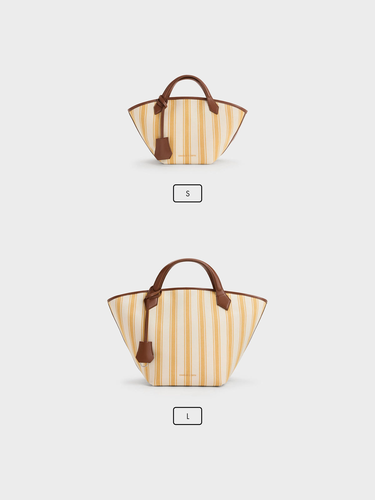 CHARLES & KEITH Best Price / Mini Ivanna Canvas Striped Tote Bag - Butterscotch Yellow