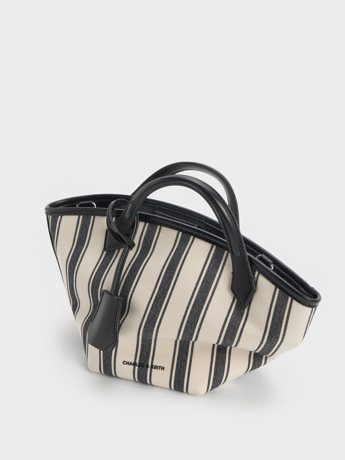 CHARLES & KEITH Value / Mini Ivanna Canvas Striped Tote Bag - Noir