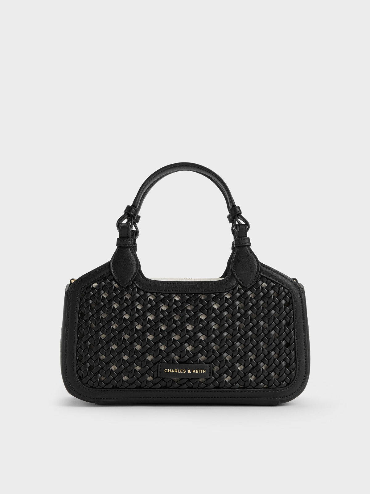 CHARLES & KEITH Customer Favorite / Mini Azure Woven Tote Bag - Black