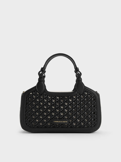 CHARLES & KEITH Customer Favorite / Mini Azure Woven Tote Bag - Black