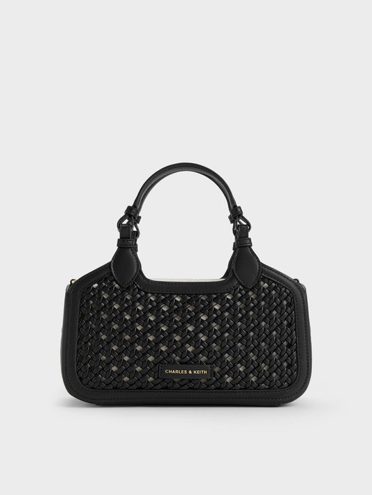 CHARLES & KEITH Customer Favorite / Mini Azure Woven Tote Bag - Black