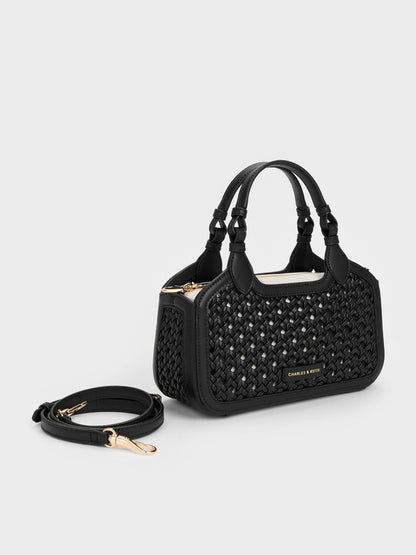 CHARLES & KEITH Customer Favorite / Mini Azure Woven Tote Bag - Black