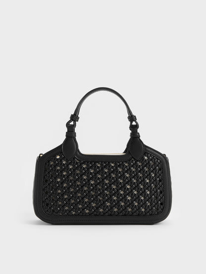 CHARLES & KEITH Customer Favorite / Mini Azure Woven Tote Bag - Black