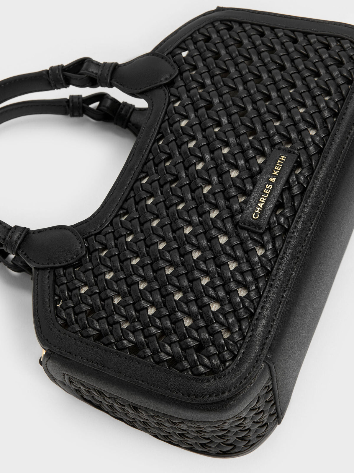 CHARLES & KEITH Customer Favorite / Mini Azure Woven Tote Bag - Black
