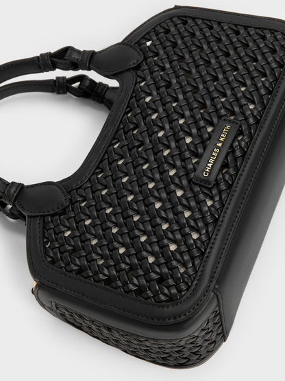 CHARLES & KEITH Customer Favorite / Mini Azure Woven Tote Bag - Black