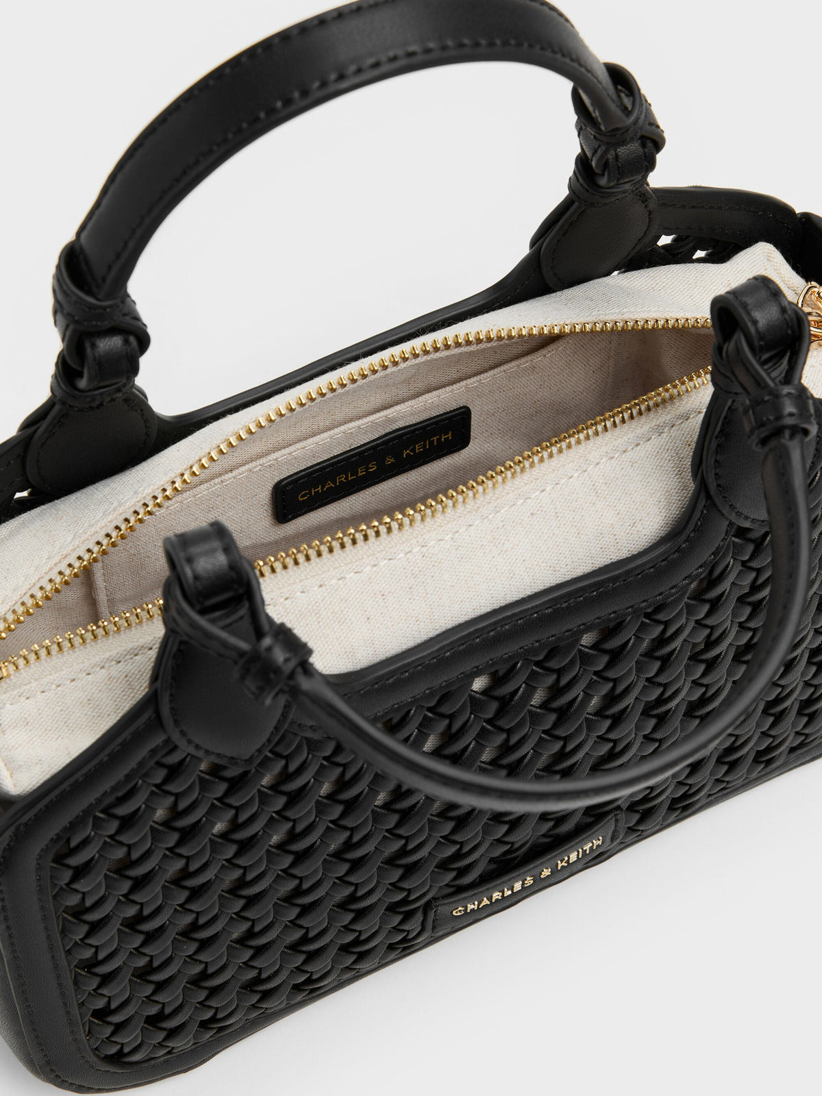 CHARLES & KEITH Customer Favorite / Mini Azure Woven Tote Bag - Black