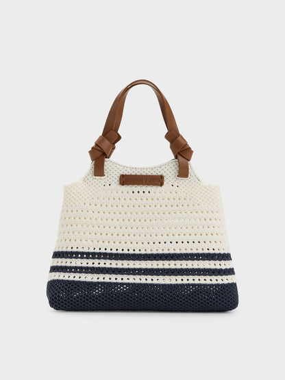 CHARLES & KEITH Best Seller / Mini Ida Striped Knitted Tote Bag - Multi