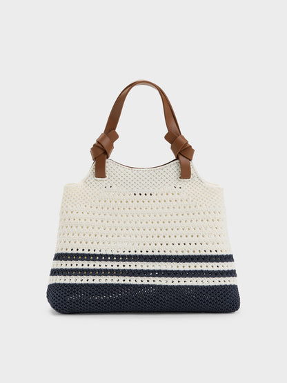 CHARLES & KEITH Best Seller / Mini Ida Striped Knitted Tote Bag - Multi