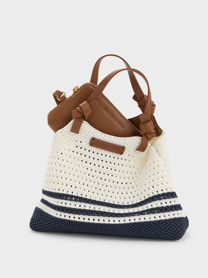 CHARLES & KEITH Best Seller / Mini Ida Striped Knitted Tote Bag - Multi