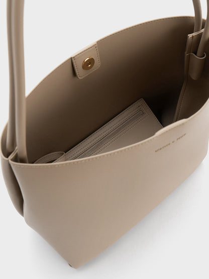 CHARLES & KEITH Top Pick / Leia Tote Bag - Taupe