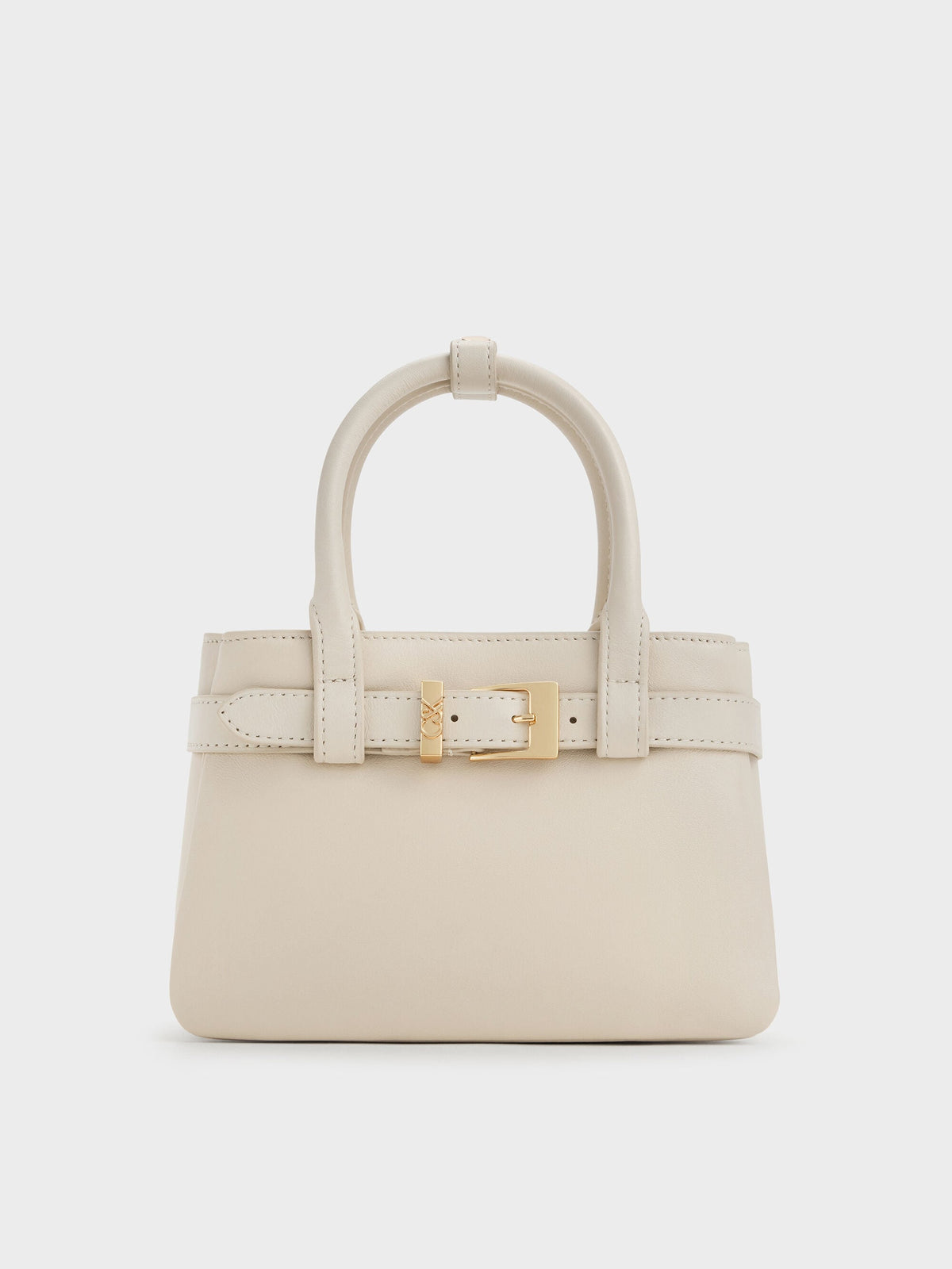 CHARLES & KEITH Hot Sale / Jody Leather Belted Tote Bag - Chalk