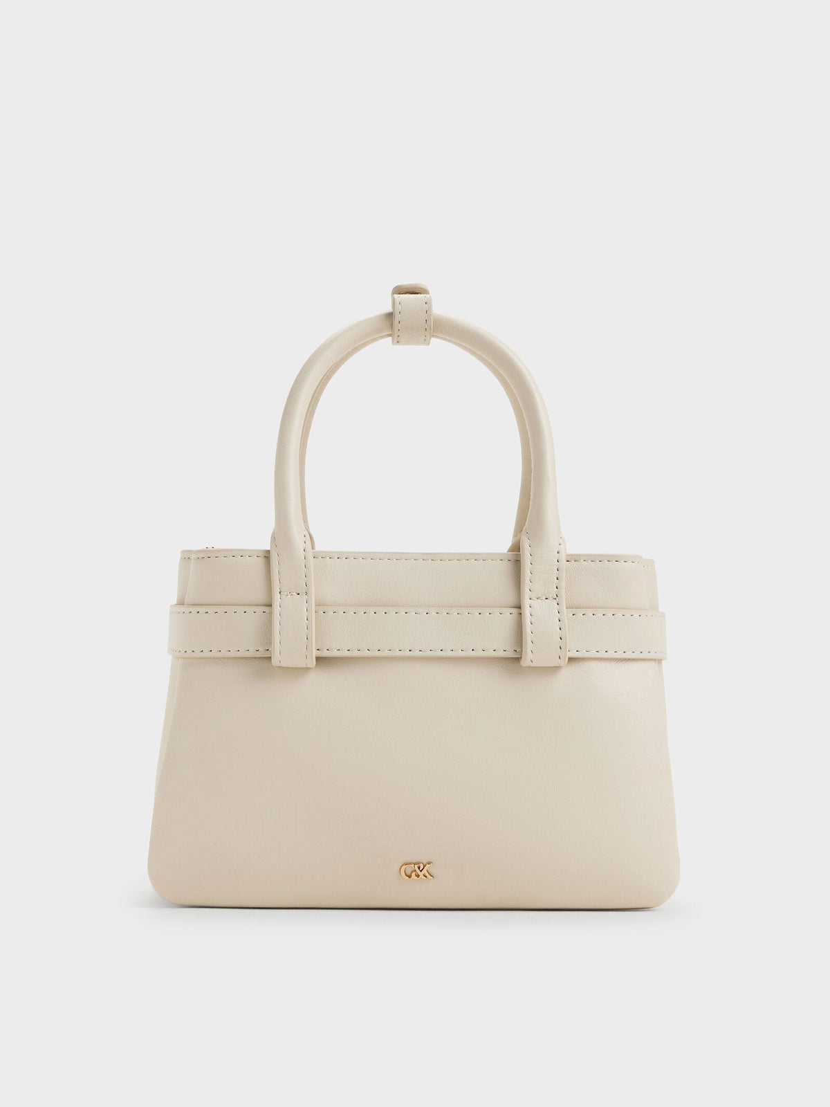 CHARLES & KEITH Hot Sale / Jody Leather Belted Tote Bag - Chalk