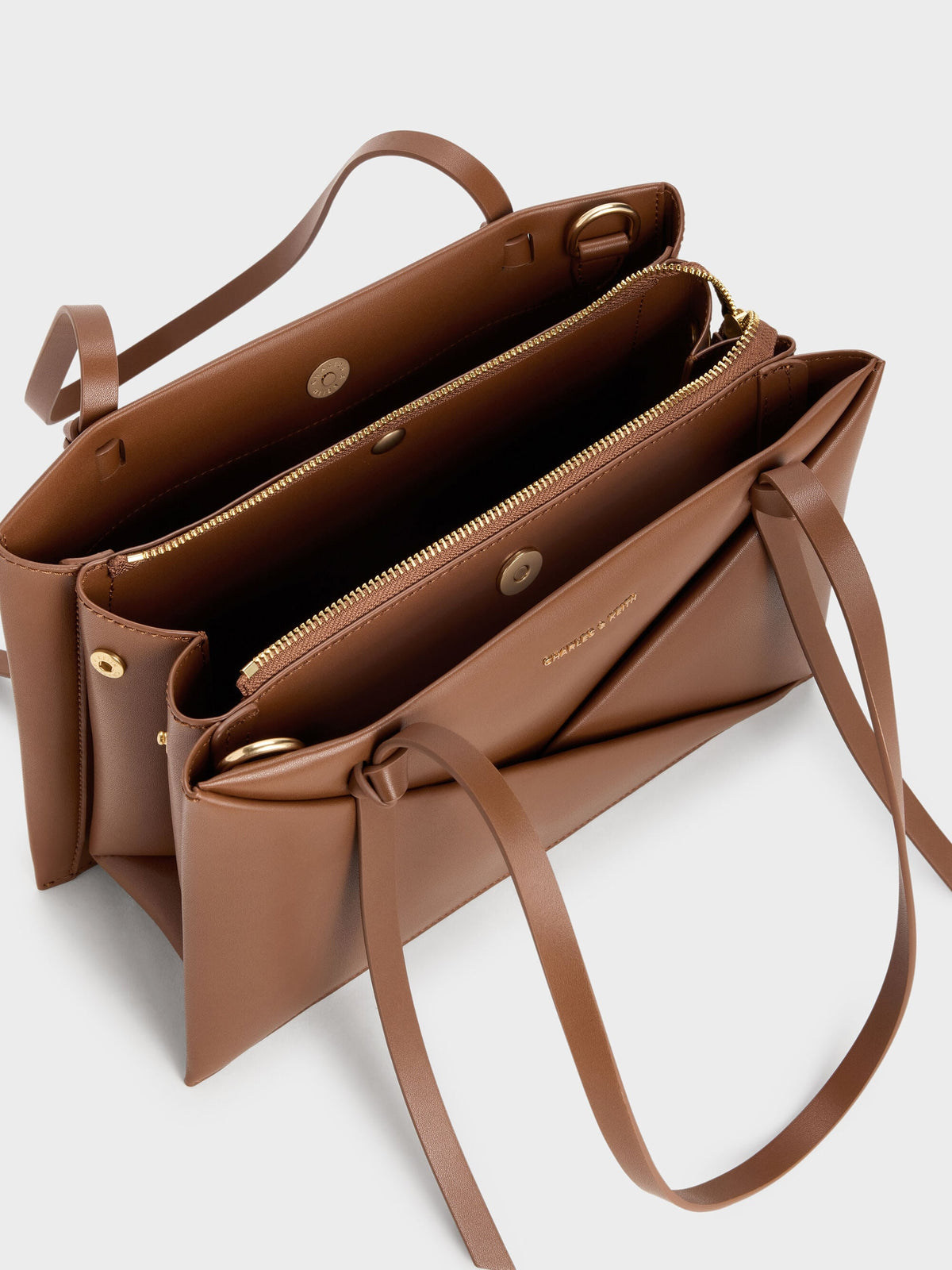 CHARLES & KEITH Essential / Midori Geometric Tote Bag - Chocolate