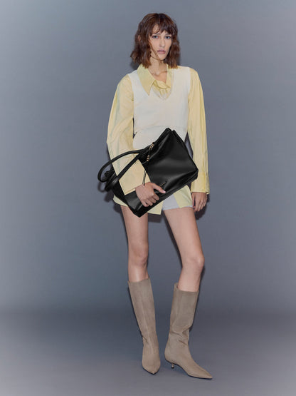 CHARLES & KEITH Sale / XL Zephyr Tassel Tote Bag - Black