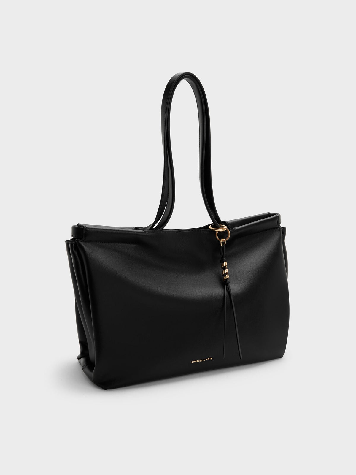 CHARLES & KEITH Sale / XL Zephyr Tassel Tote Bag - Black