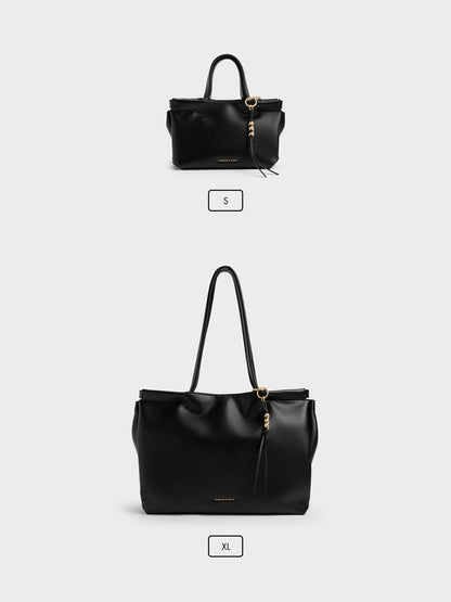 CHARLES & KEITH Sale / XL Zephyr Tassel Tote Bag - Black