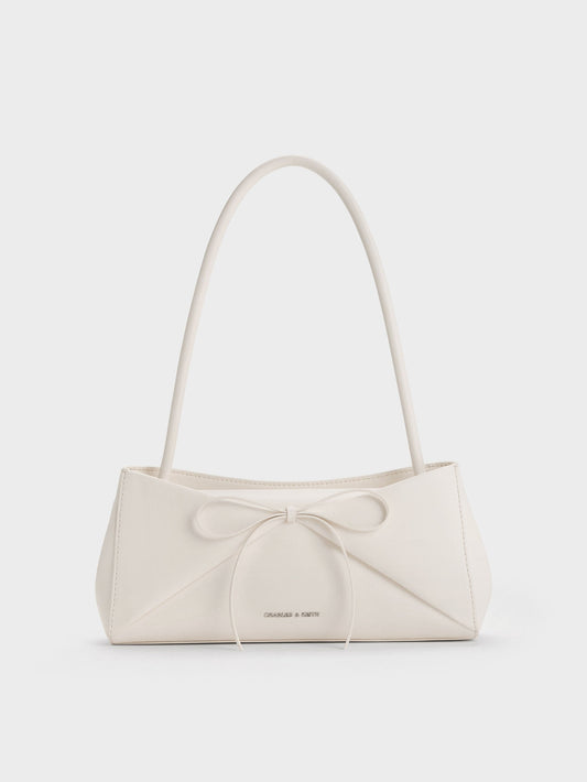 CHARLES & KEITH Recommended / Hazel Bow Panelled Shoulder Bag - Cream