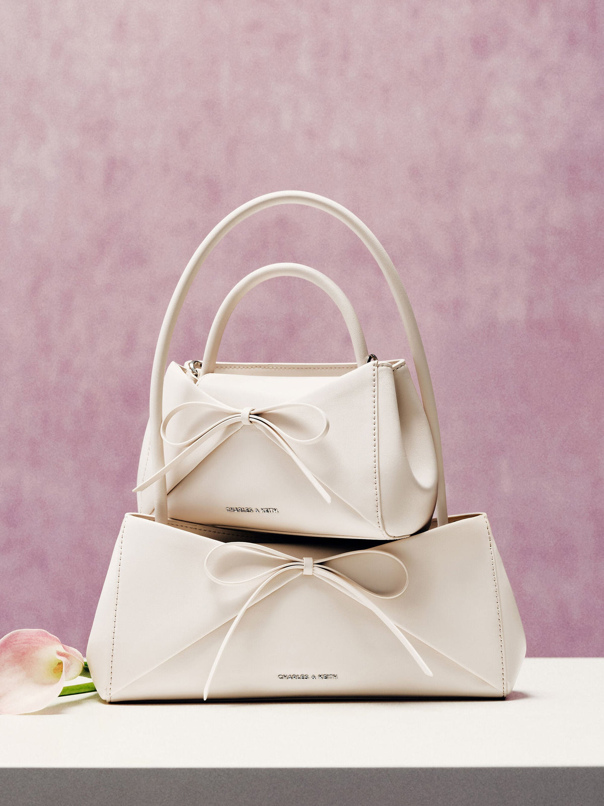 CHARLES & KEITH Recommended / Hazel Bow Panelled Shoulder Bag - Cream