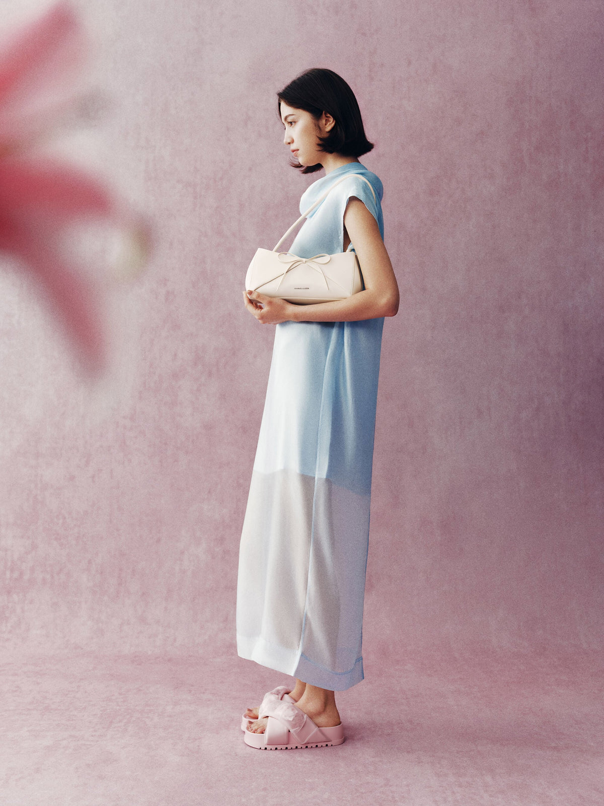 CHARLES & KEITH Recommended / Hazel Bow Panelled Shoulder Bag - Cream