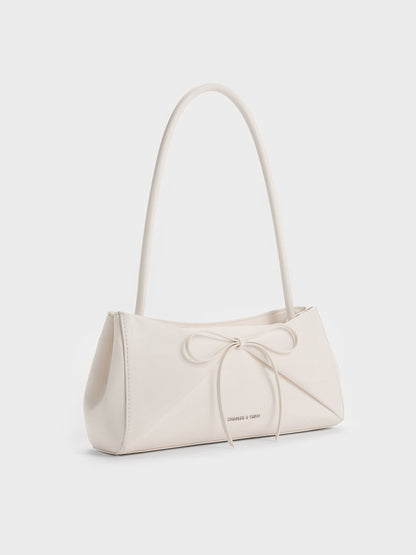 CHARLES & KEITH Recommended / Hazel Bow Panelled Shoulder Bag - Cream