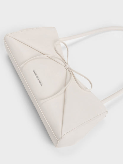 CHARLES & KEITH Recommended / Hazel Bow Panelled Shoulder Bag - Cream