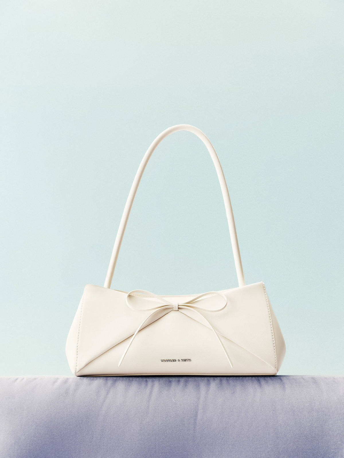 CHARLES & KEITH Recommended / Hazel Bow Panelled Shoulder Bag - Cream