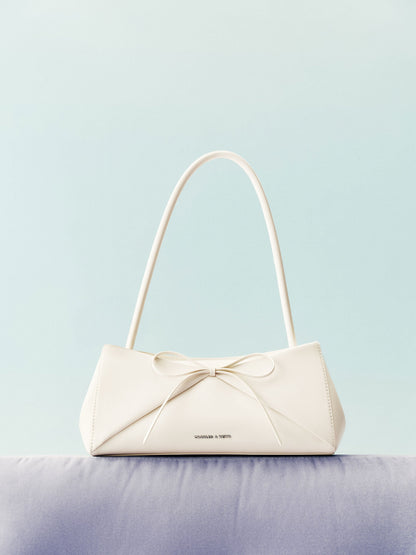CHARLES & KEITH Recommended / Hazel Bow Panelled Shoulder Bag - Cream