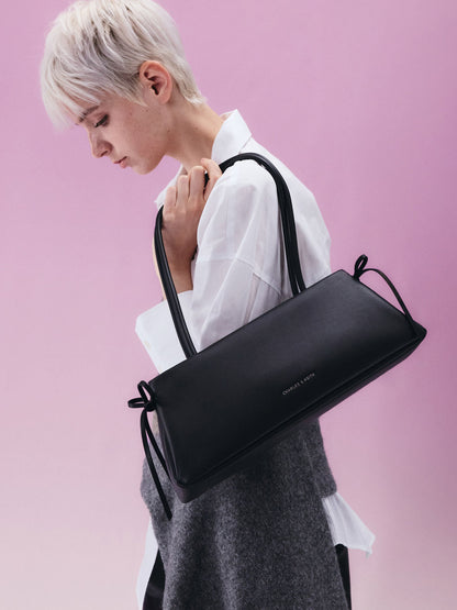 CHARLES & KEITH Great Value / Hazel Bow Shoulder Bag - Noir