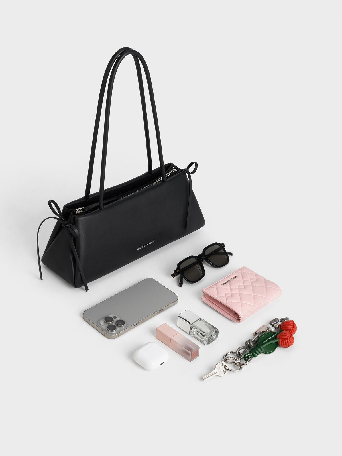 CHARLES & KEITH Great Value / Hazel Bow Shoulder Bag - Noir