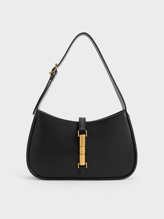 CHARLES & KEITH Best Price / Cesia Metallic-Accent Shoulder Bag - Black
