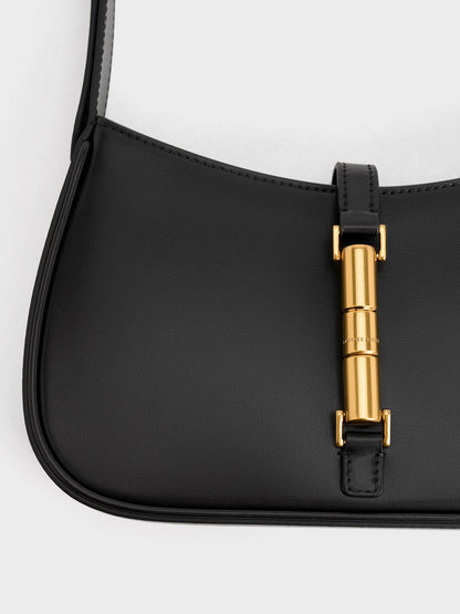 CHARLES & KEITH Best Price / Cesia Metallic-Accent Shoulder Bag - Black