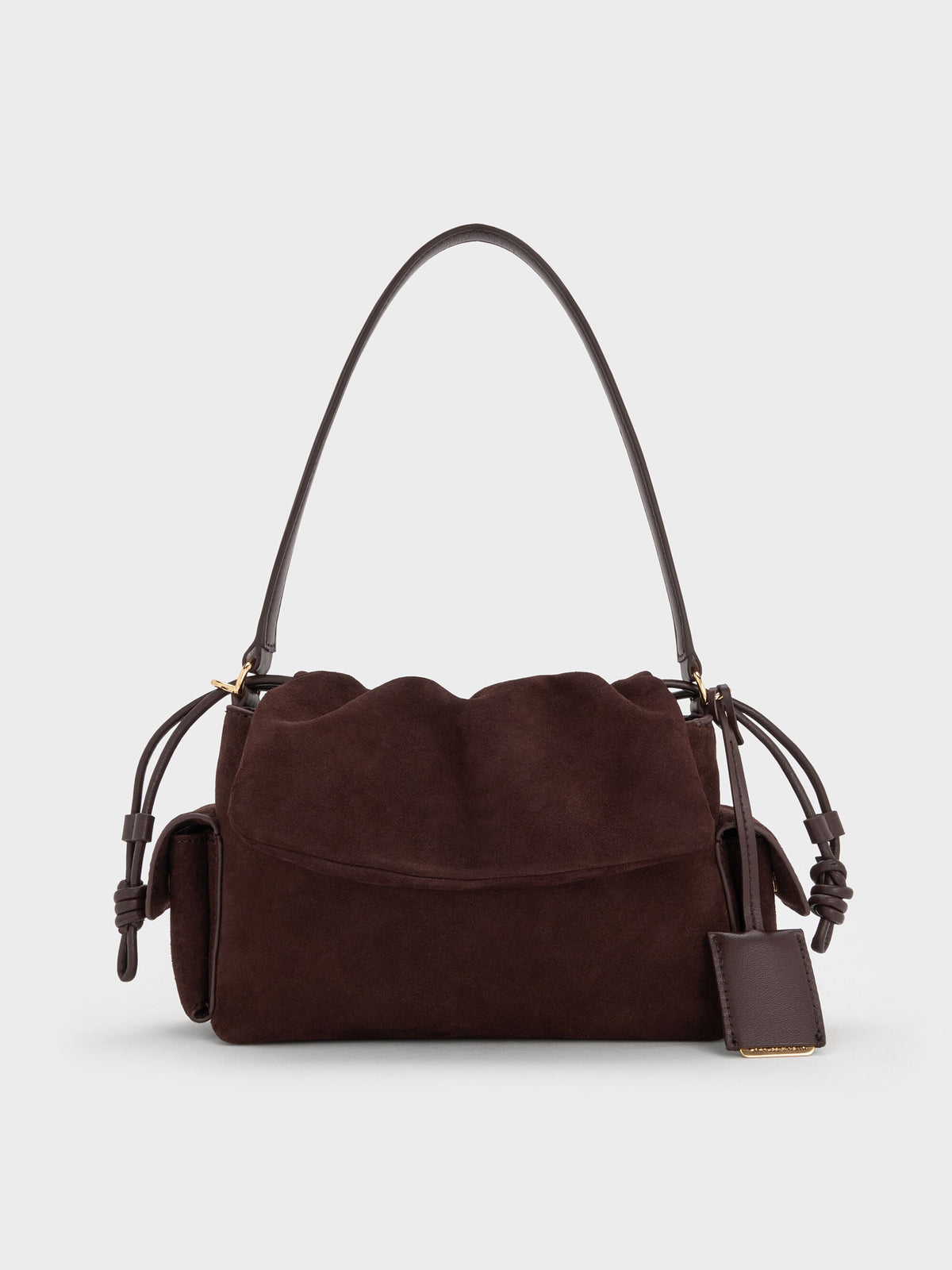 CHARLES & KEITH Signature / Khai Ruched Top Handle Bag - Espresso Brown