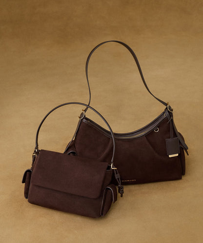 CHARLES & KEITH Signature / Khai Ruched Top Handle Bag - Espresso Brown