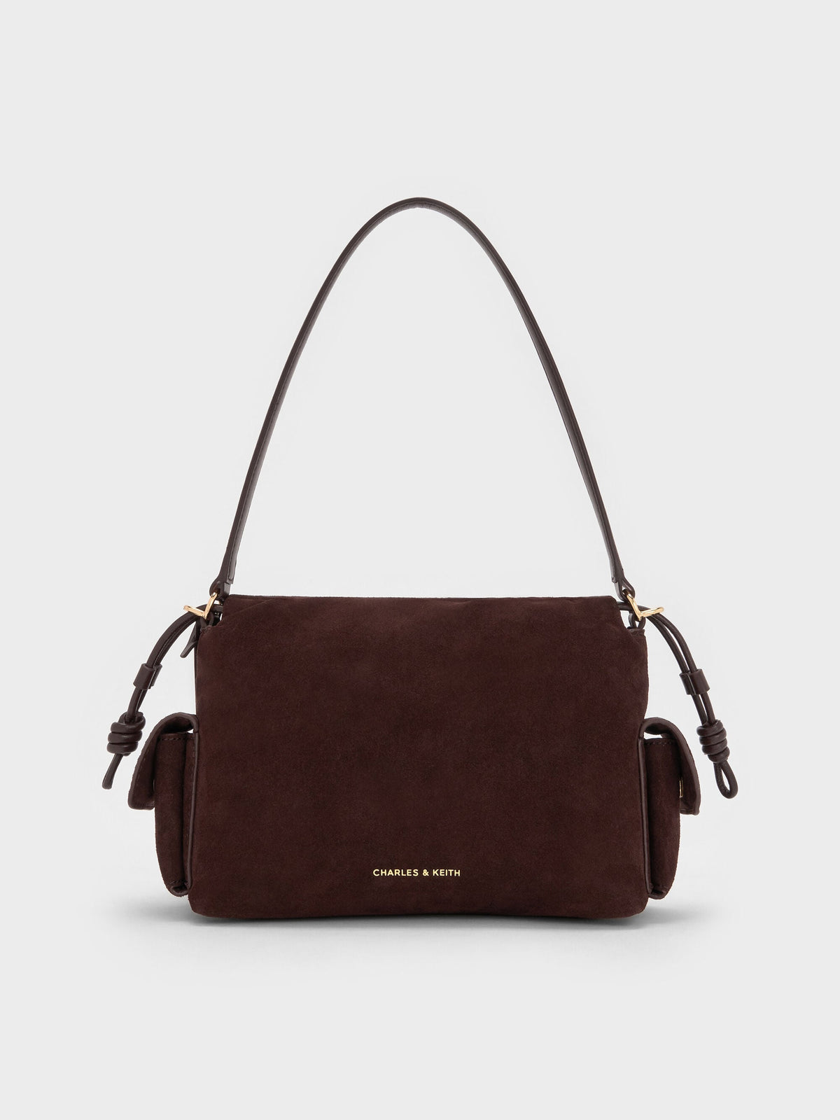 CHARLES & KEITH Signature / Khai Ruched Top Handle Bag - Espresso Brown