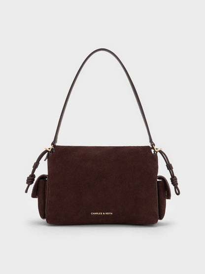 CHARLES & KEITH Signature / Khai Ruched Top Handle Bag - Espresso Brown