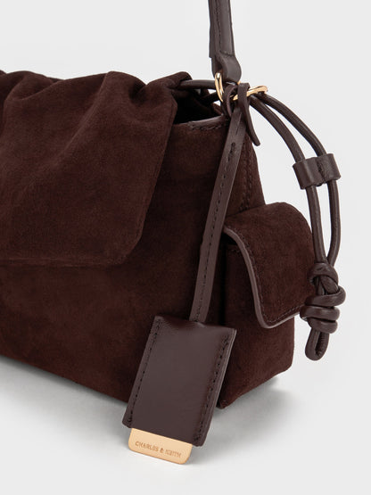 CHARLES & KEITH Signature / Khai Ruched Top Handle Bag - Espresso Brown