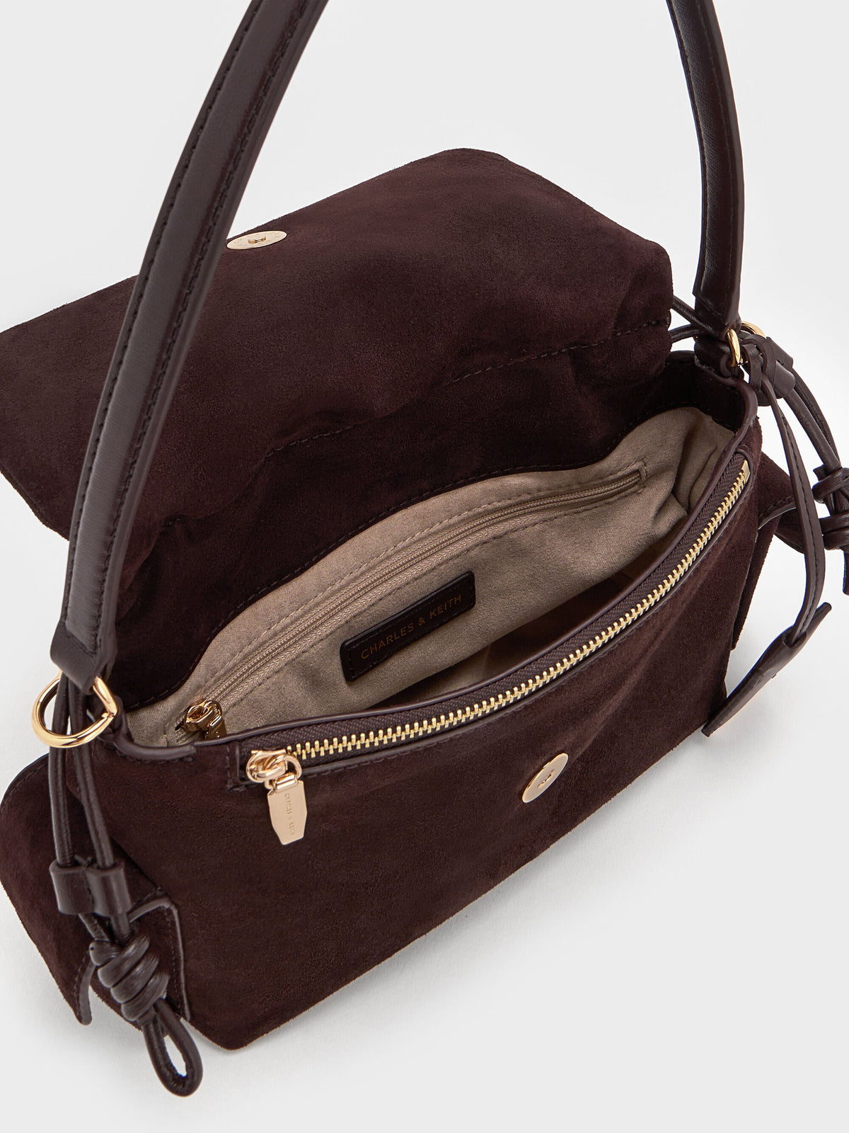 CHARLES & KEITH Signature / Khai Ruched Top Handle Bag - Espresso Brown