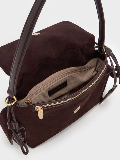 CHARLES & KEITH Signature / Khai Ruched Top Handle Bag - Espresso Brown