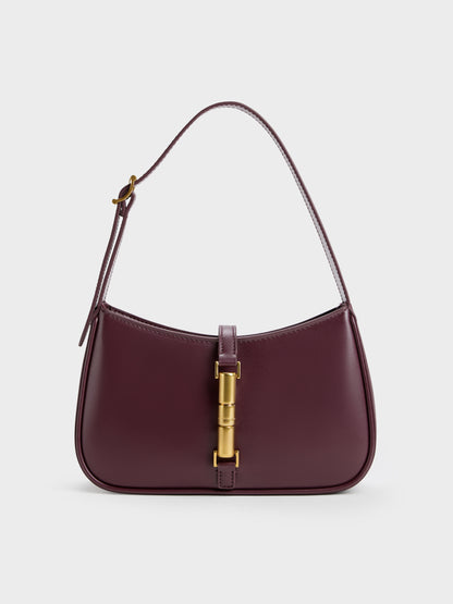 CHARLES & KEITH Recommended / Cesia Metallic-Accent Shoulder Bag - Wineberry Red