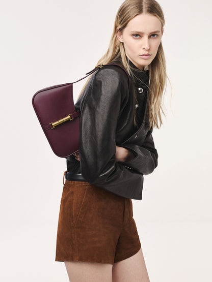 CHARLES & KEITH Recommended / Cesia Metallic-Accent Shoulder Bag - Wineberry Red