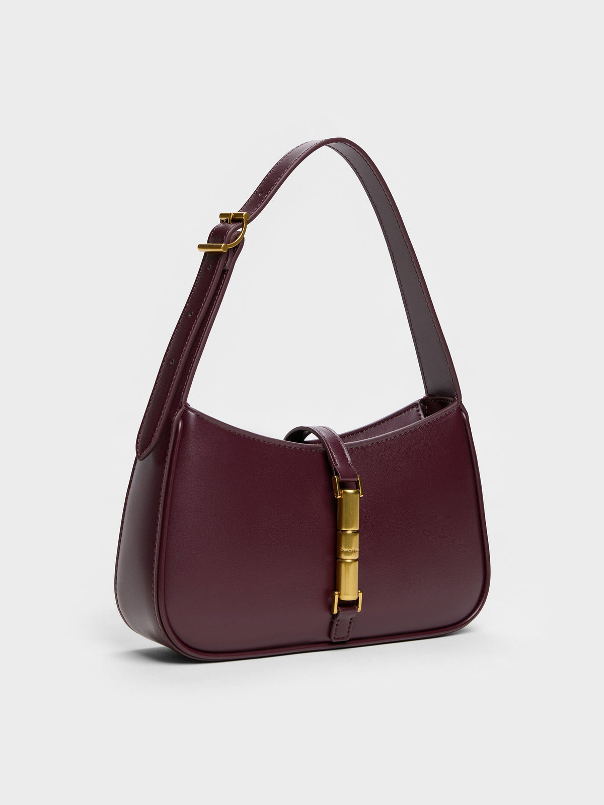 CHARLES & KEITH Recommended / Cesia Metallic-Accent Shoulder Bag - Wineberry Red
