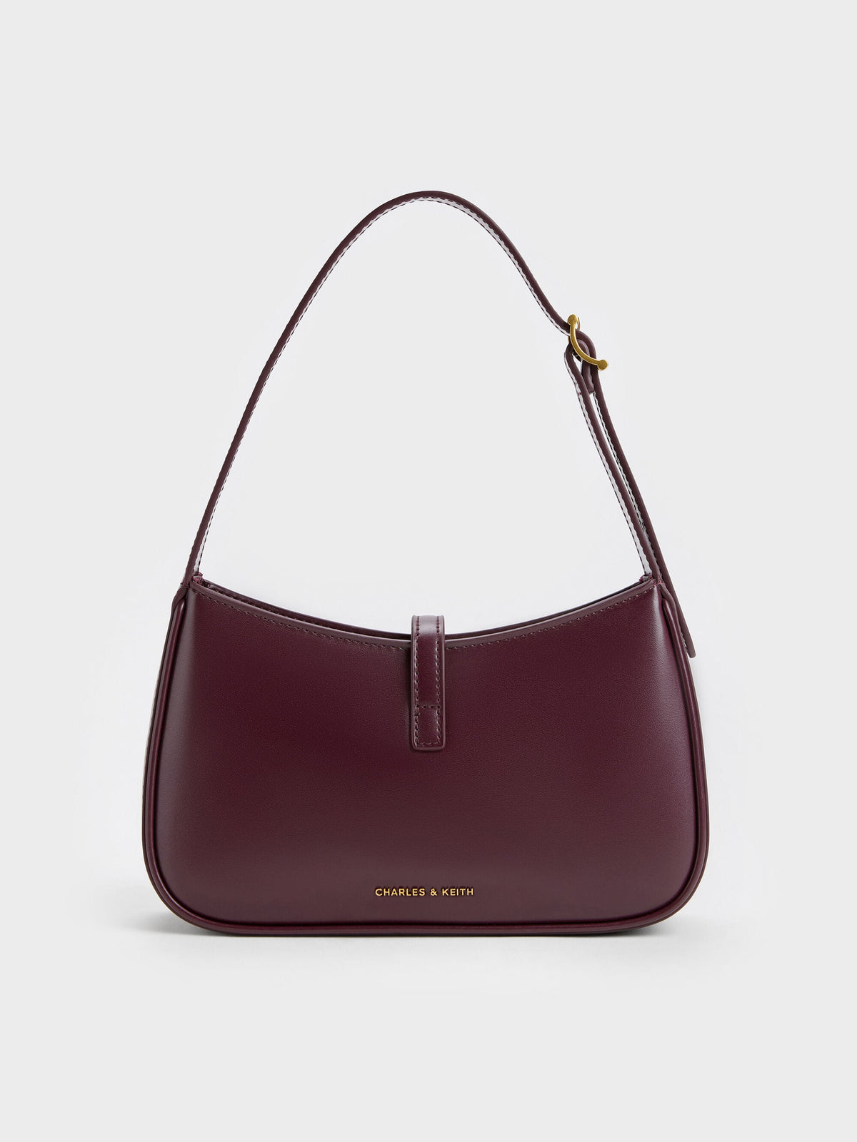 CHARLES & KEITH Recommended / Cesia Metallic-Accent Shoulder Bag - Wineberry Red