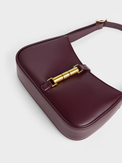 CHARLES & KEITH Recommended / Cesia Metallic-Accent Shoulder Bag - Wineberry Red