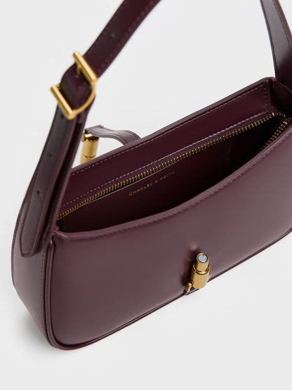 CHARLES & KEITH Recommended / Cesia Metallic-Accent Shoulder Bag - Wineberry Red