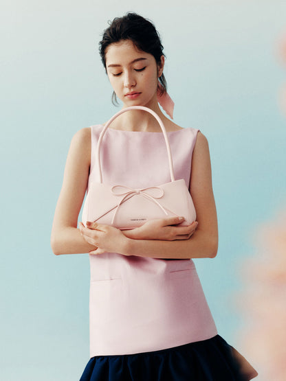CHARLES & KEITH Great Value / Hazel Bow Panelled Shoulder Bag - Soft Pink