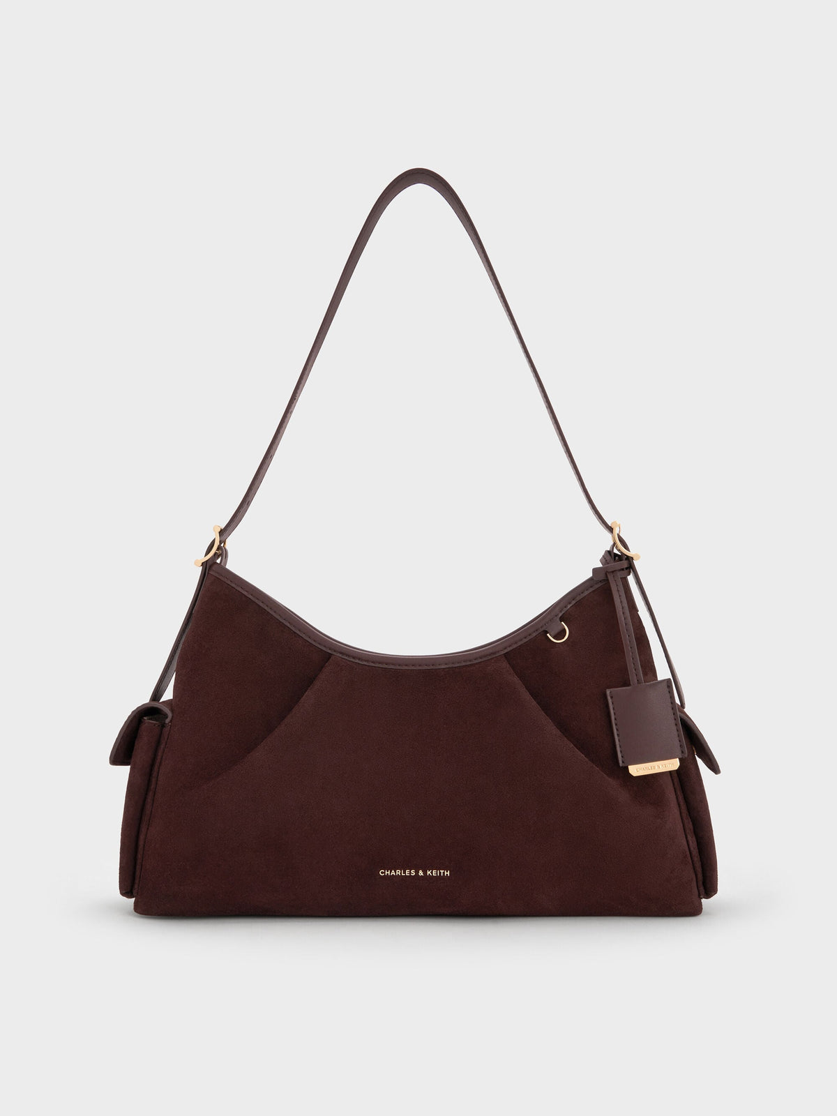 CHARLES & KEITH New / Khai Side-Pocket Shoulder Bag - Espresso Brown