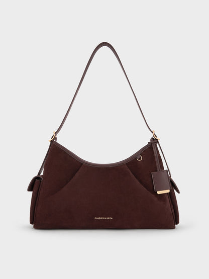 CHARLES & KEITH New / Khai Side-Pocket Shoulder Bag - Espresso Brown