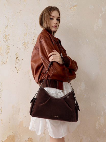 CHARLES & KEITH New / Khai Side-Pocket Shoulder Bag - Espresso Brown