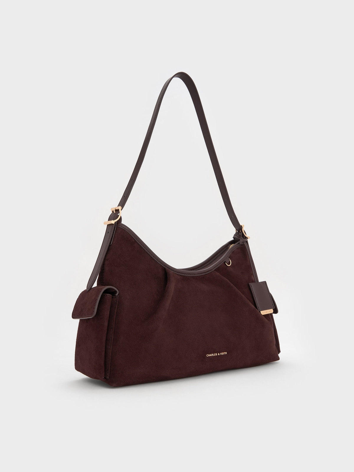 CHARLES & KEITH New / Khai Side-Pocket Shoulder Bag - Espresso Brown