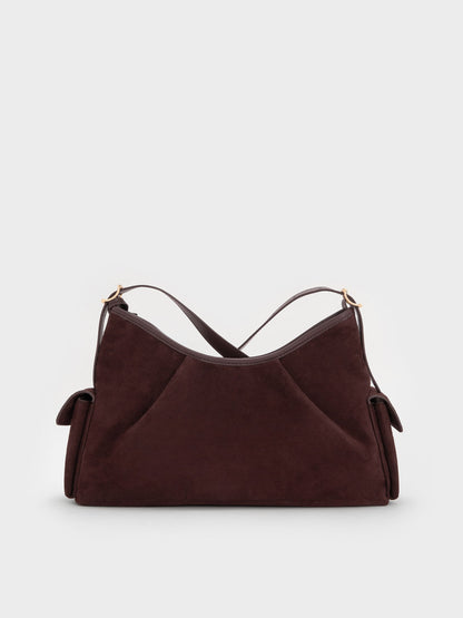 CHARLES & KEITH New / Khai Side-Pocket Shoulder Bag - Espresso Brown